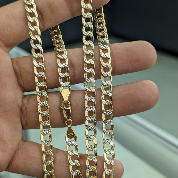 10kt Real Gold Cuban Diamond Cut Chain 6.4mm 24 Inches